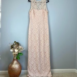 Bill Levkoff Pink Lace Bridesmaid Dress